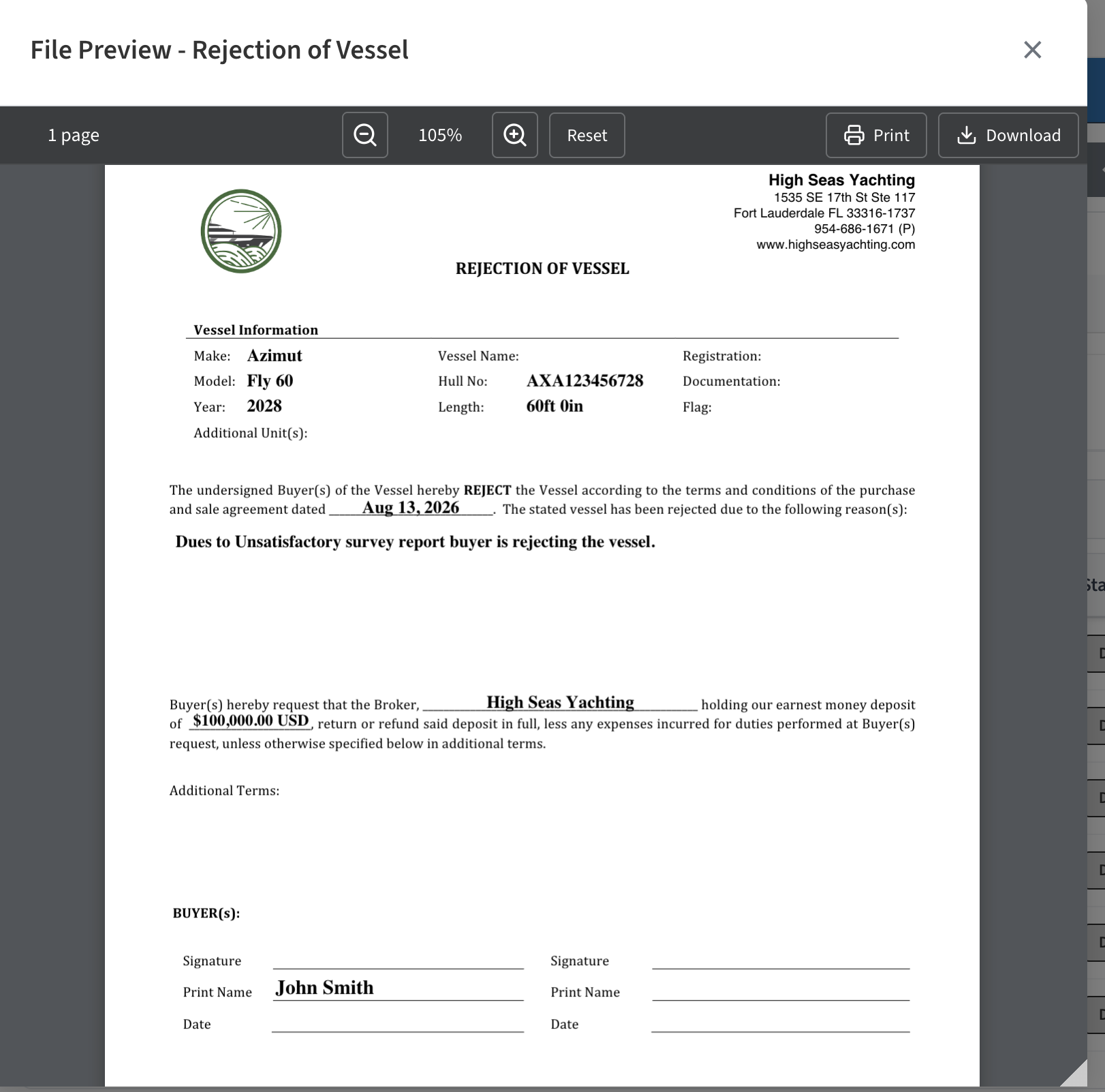 Rejection of Vessel file preview