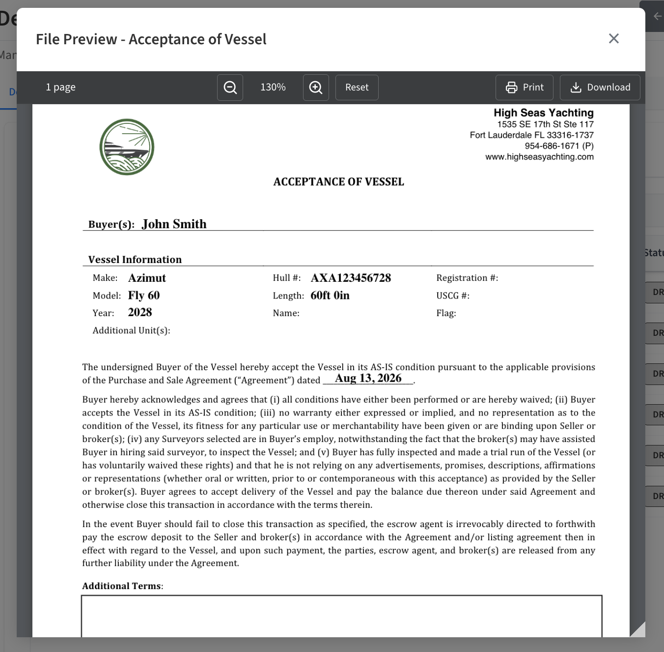 Acceptance of Vessel file preview